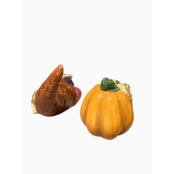 Decorative Ceramic Harvest Cornucopia Thanksgiving Salt and Pepper Shaker Set - Picture 5 of 10